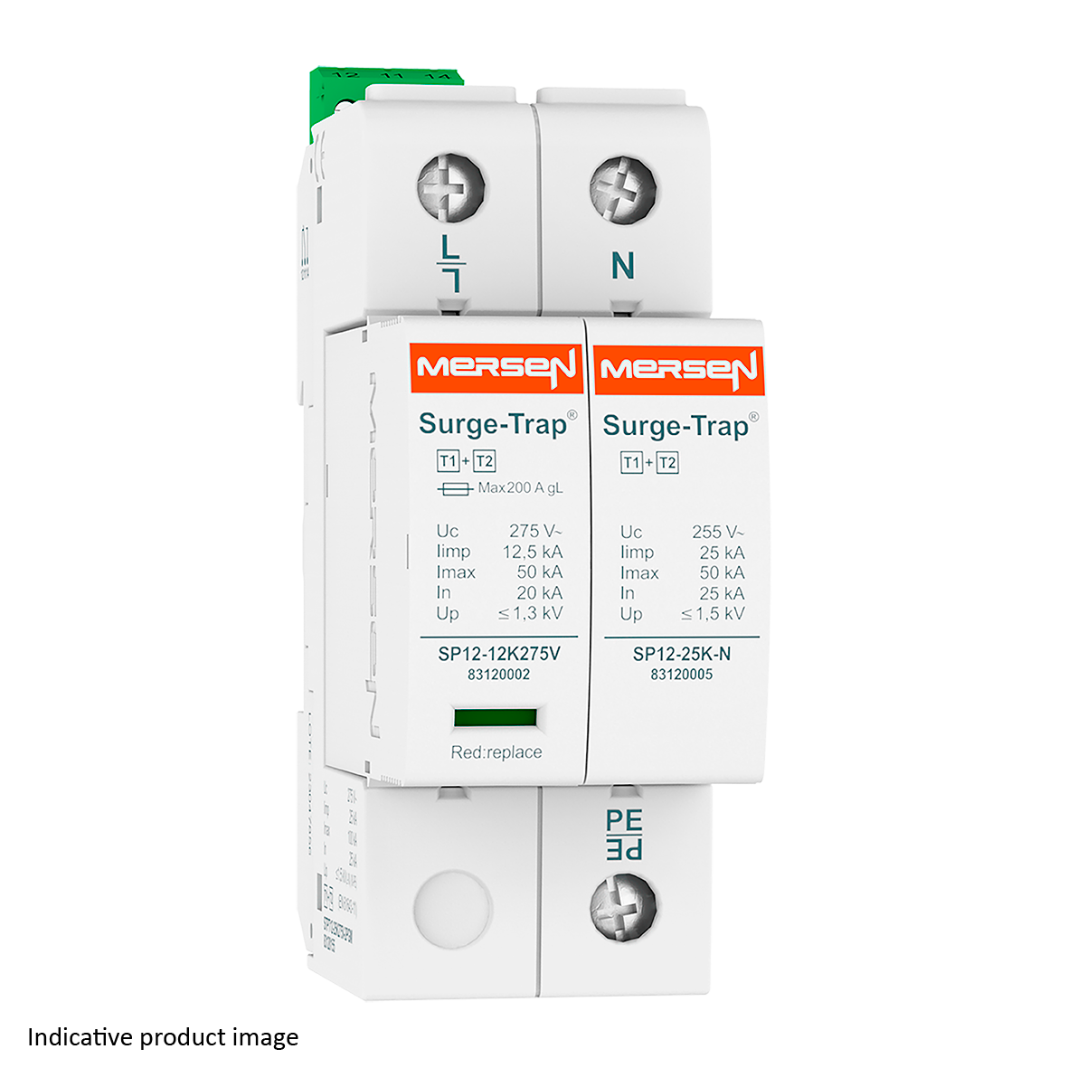 83120112 - SPD Type 1+2, 12.5kA, Uc150V, 1+1 TT, 2 Poles, 2 Modules, Pluggable